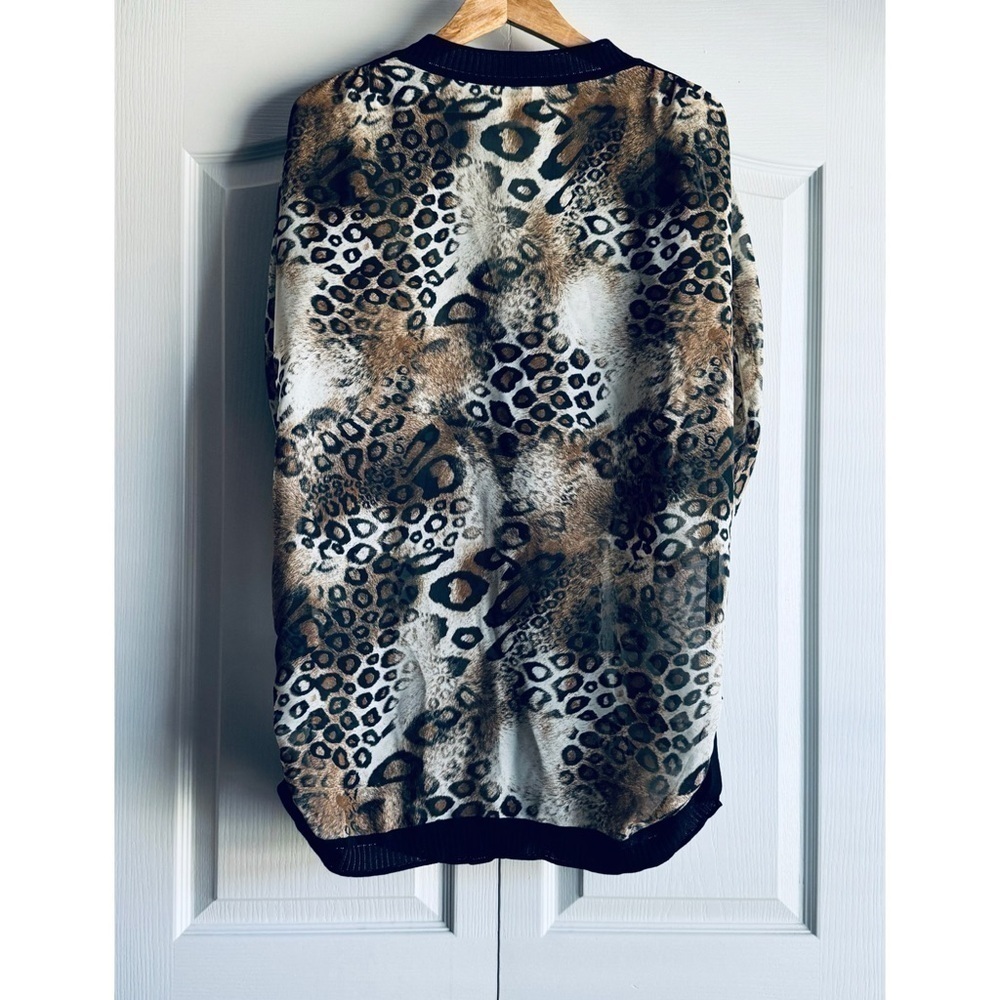 Misook Animal Print Sheer Duster Mini Dress - Picture 6 of 8